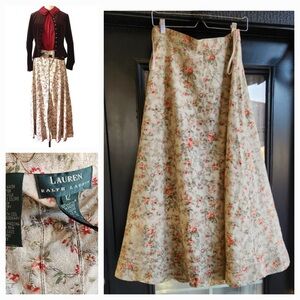 Lauren Ralph Lauren Cream Floral A-Line Maxi Skirt